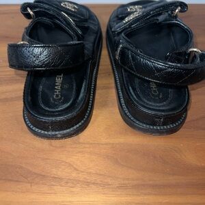 Chanel black Leather Sandals